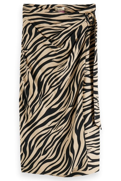 HIGH RISE WRAP MIDI SKIRT TIGER 1