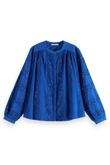 SHIRT WITH BROIDERIE ANGLAISE ELECTRIC BLUE 1