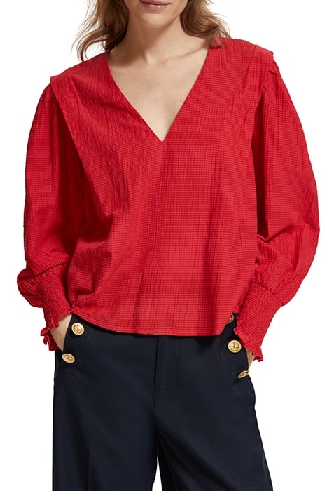 V-NECK TOP LIPSTICK RED 1