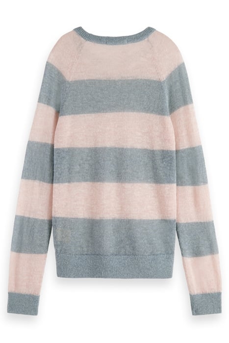 BLOCK STRIPE RAGLAN PULLOVER SEA FLOWER STRIPE 2