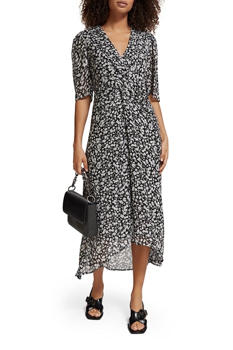 MIDI DRESS WITH DRAPED KNOT DETAIL ANCHOR FLORAL 1