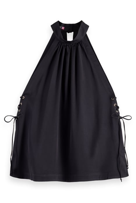 HALTER NECK TOP WITH CRISS CROSS DETAIL EVENING BLACK 1