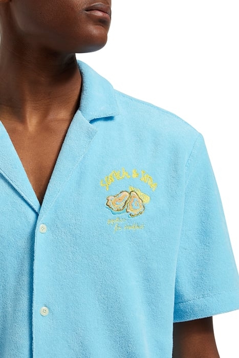 SOLID TOWELLING SHIRT WASHED NEON BLUE 7