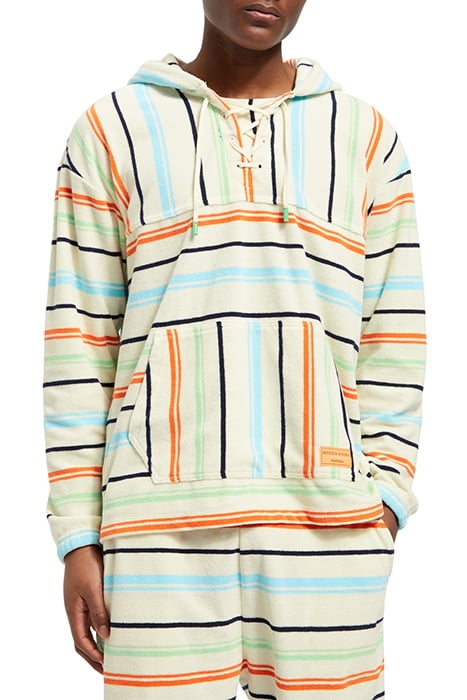 TOWELLING STRIPED HOODIE MULTICOLOUR STRIPE 1