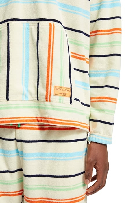 TOWELLING STRIPED HOODIE MULTICOLOUR STRIPE 7