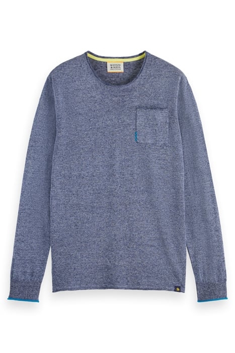 LINEN COTTON BLEND CREW NECK NAVY BLUE 1