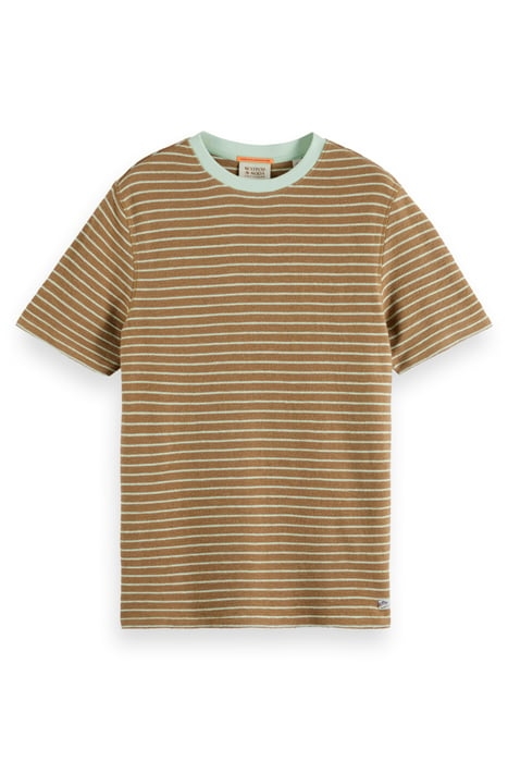 STRUCTURED STRIPED T-SHIRT TAUPE/ SEA FOAM 1
