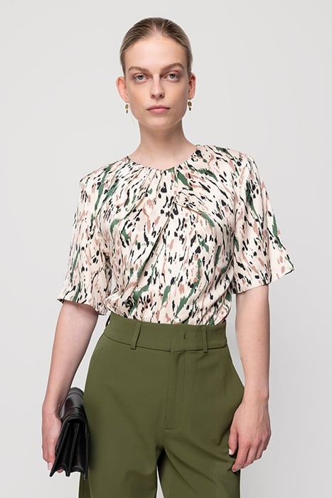 DRAPE NECK SHOULDER PAD BEIGE/MOS 1