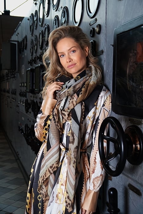 DRESS TURIN LONG BLACK BELTS CHAINS BLACK, BEIGE 3