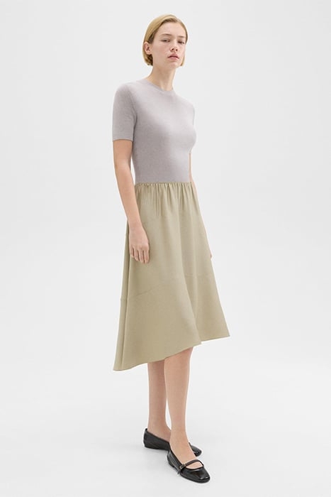 WOOL-VISCOSE COMBO DRESS WARM SILVER/LIGHT FOSSIL 1