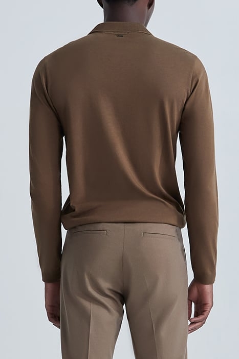 CAPPUCCINO COTTON MODAL LONG-SLEEVE POLO SHIRT CAPPUCINO 2