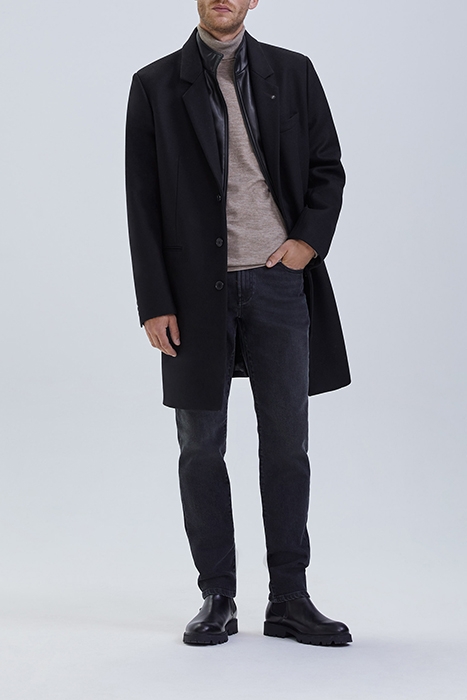 BLACK COAT WITH LEATHER FACING BLACK 4