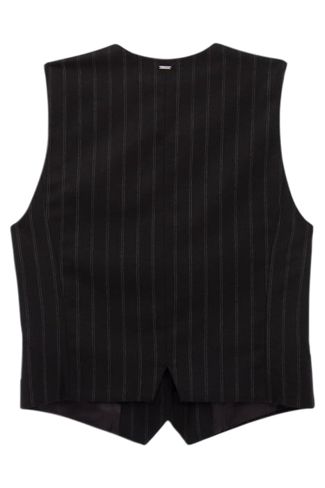 BLACK PINSTRIPE SUIT WAISTCOAT BLACK 4