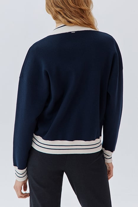 NAVY KNIT BOMBER-STYLE CARDIGAN NAVY 2