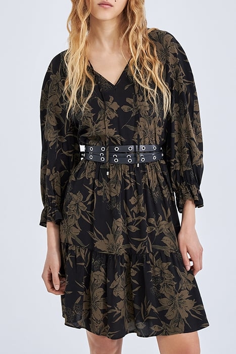 BLACK LILY PRINT DRESS BLACK 1