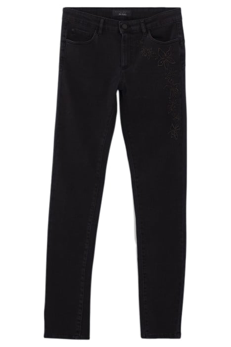 BLACK EMBROIDERED FLOWERS SCULPT-UP SLIM JEANS BLACK 4