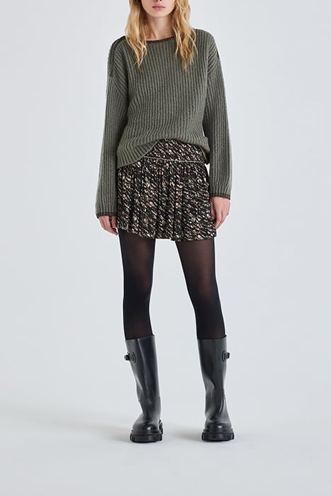 BLACK FUSAIN PRINT SHORT FLOWING SKIRT BLACK 3