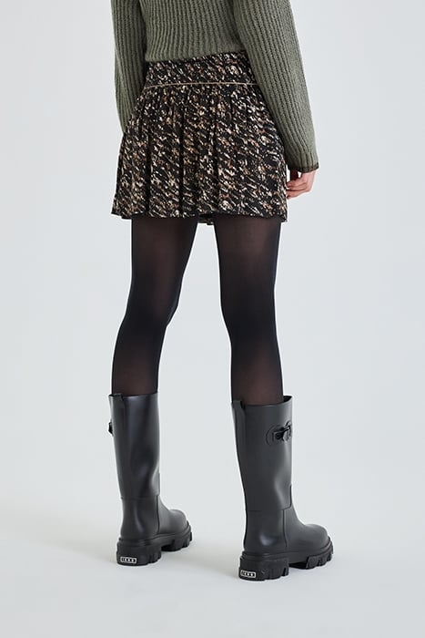 BLACK FUSAIN PRINT SHORT FLOWING SKIRT BLACK 2