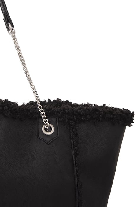 BLACK REVERSIBLE OVERSIZED FURRY TOTE BAG BLACK 3