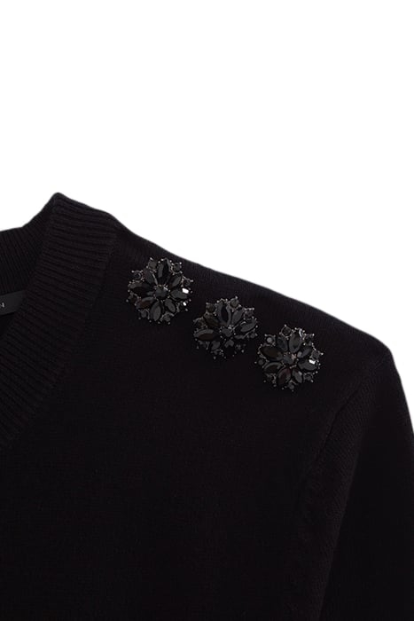 BLACK SWEATER DRESS WITH DIAMANTE BUTTONS BLACK 6