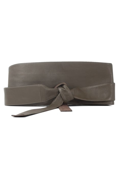 KHAKI LEATHER TIE BELT KHAKI 1