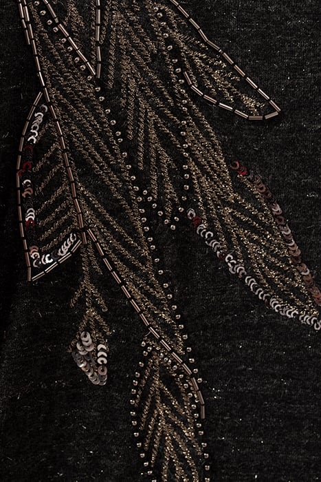 GREY MARL LUREX T-SHIRT WITH FEATHER EMBROIDERY GREY 4