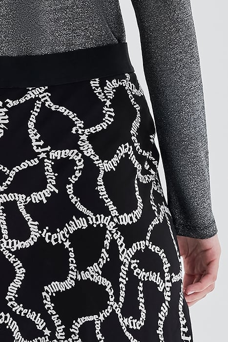 BLACK MIDI SKIRT WITH ECRU LETTERING BLACK 6