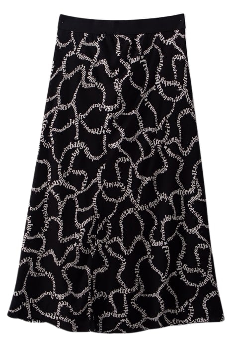BLACK MIDI SKIRT WITH ECRU LETTERING BLACK 5