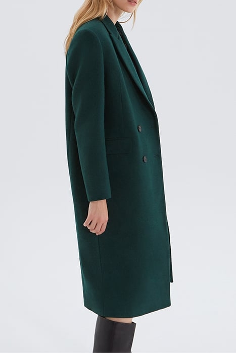 FIR GREEN LONG COAT WITH SKULL PIN BADGE TREE 3