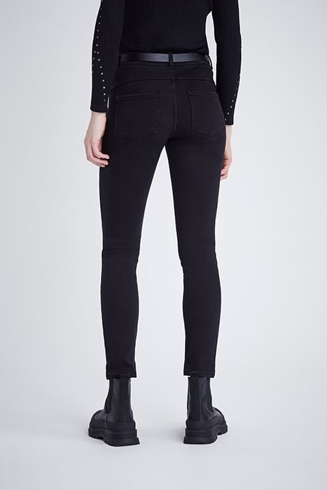 WOMEN’ BLACK COSY FLEECE SCULPT UP 7/8 SLIM JEANS BLACK 2