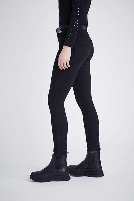 WOMEN’ BLACK COSY FLEECE SCULPT UP 7/8 SLIM JEANS BLACK 5