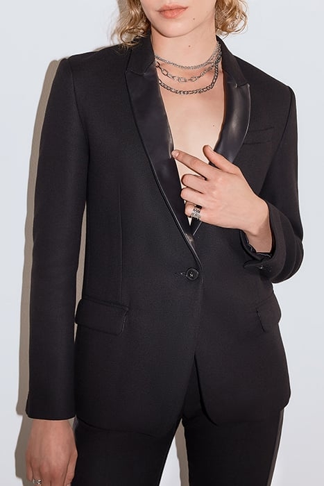 PURE EDITION BLACK SUIT JACKET WITH LEATHER LAPEL BLACK 1