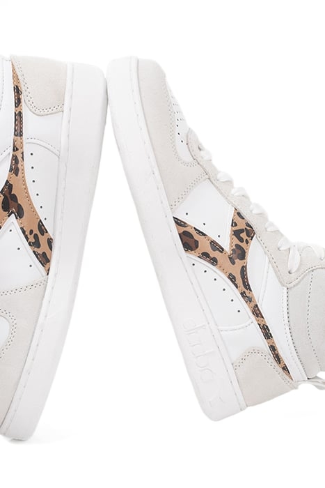 WHITE AND LEOPARD PRINT DIADORA® TRAINERS RED 6