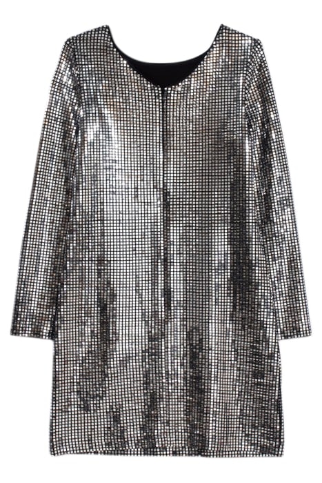 GIRLS’ SILVER GREY SQUARE SEQUIN DRESS GREY 1