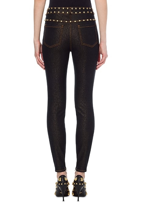 TEDDY BUTTONS STRETCH DENIM TROUSERS BLACK 2