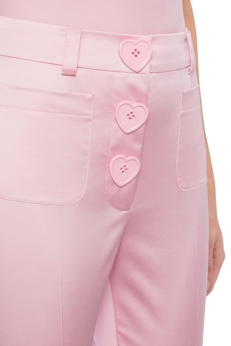 HEART BUTTONS STRETCH SATIN TROUSERS PINK 4