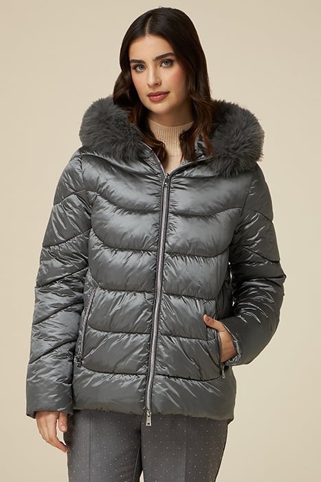 Down jacket with faux fur collar 1