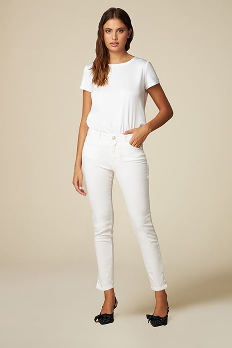 SKINNY TROUSERS WITH JEWEL BUTTONS WHITE 1