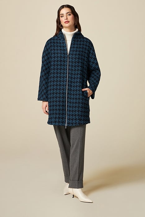 WOOL BLEND HOUNDSTOOTH COAT BLUE 1