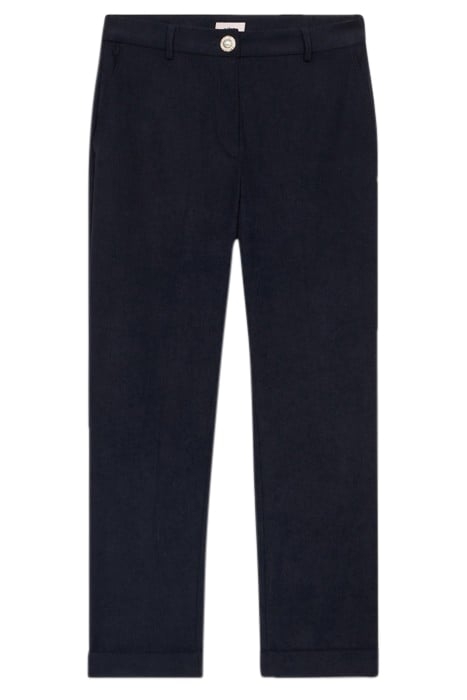 VELVET STOVEPIPE TROUSERS BLUE 3