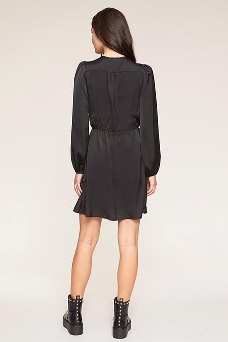 SHORT SATIN DRESS WITH GATHERS BLACK 2