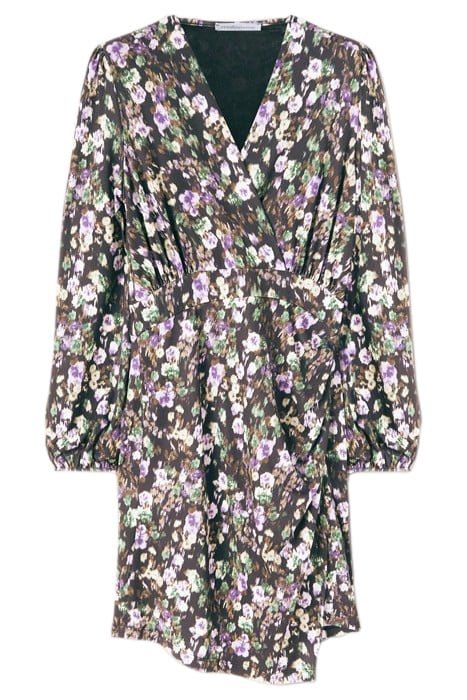 SHORT FLORAL PATTERNED JERSEY DRESS BLACK 3