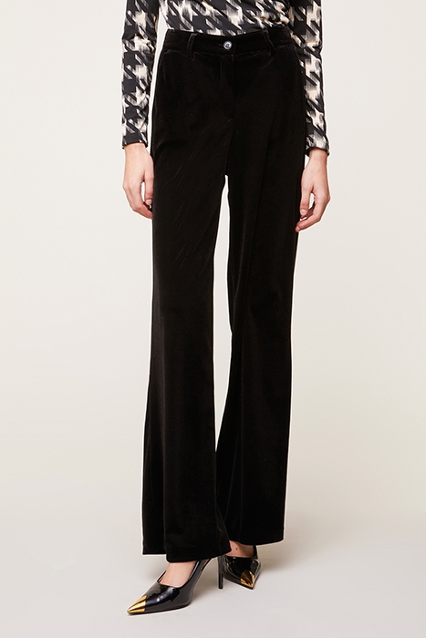 VELVET PALAZZO TROUSERS BLACK 1