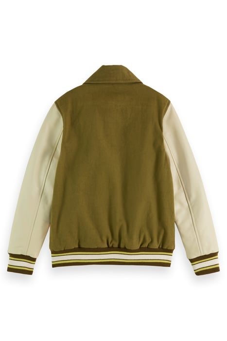 CANVAS VARSITY JACKET WITH LEATHER SLEEVES KHAKI 2
