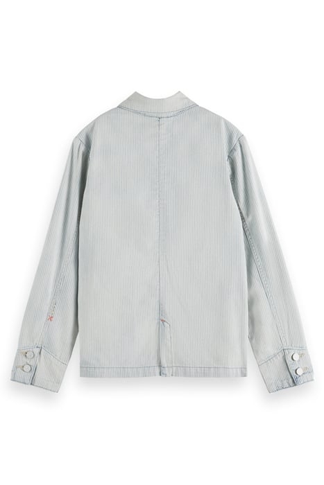 WASHED INDIGO STRIPED DENIM WORKWEAR JACKET INDIGO STRIPE 2