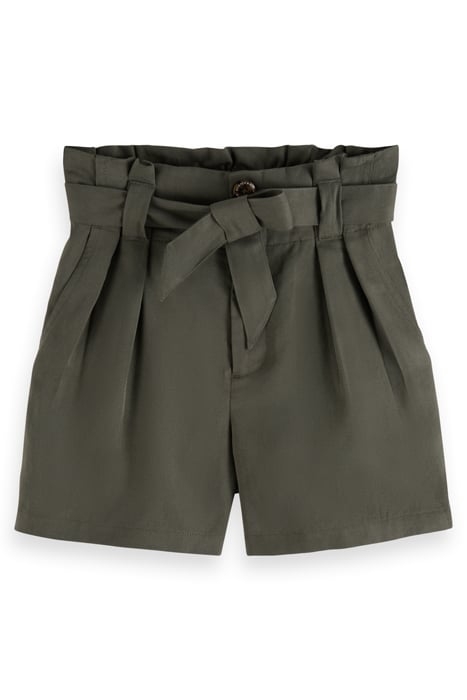 HIGH-RISE PAPER BAG SHORT SEAWEED GREEN 1