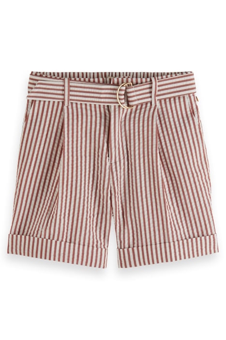 BELTED YARN-DYED STRIPE SEERSUCKER SHORTS TERRACOTTA STRIPE 1