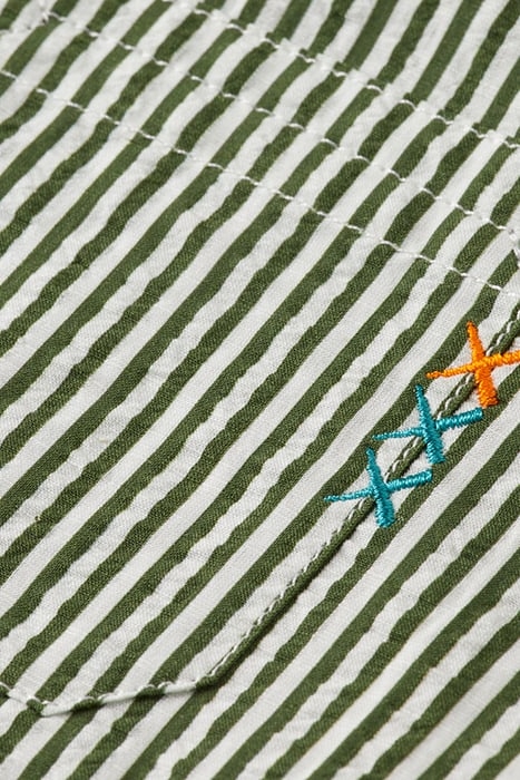 REGULAR-FIT - PRINTED STRIPE SEERSUCKER SHIRT SEAWEED GREEN 4