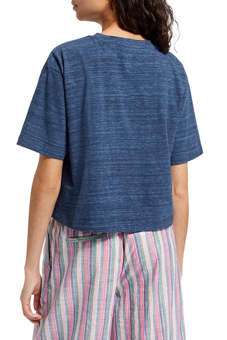 BOXY FIT TIE FRONT MARL T-SHIRT STARNIGHT BLUE 2