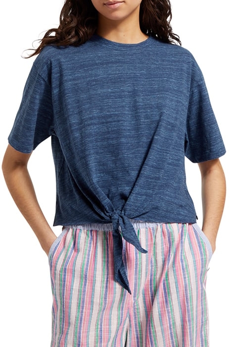 BOXY FIT TIE FRONT MARL T-SHIRT STARNIGHT BLUE 1